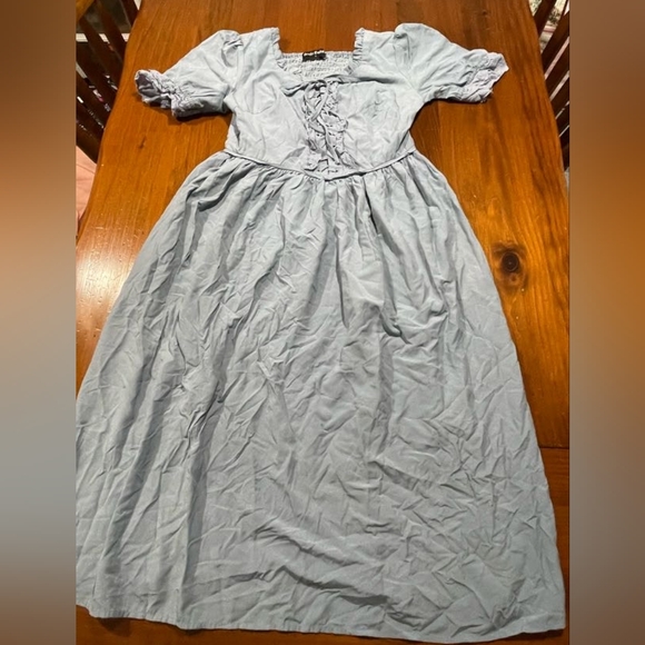 Scarlet Darkness Women's Light Blue Midi Dress Renaissance Lace Up Size Large - Picture 1 of 4